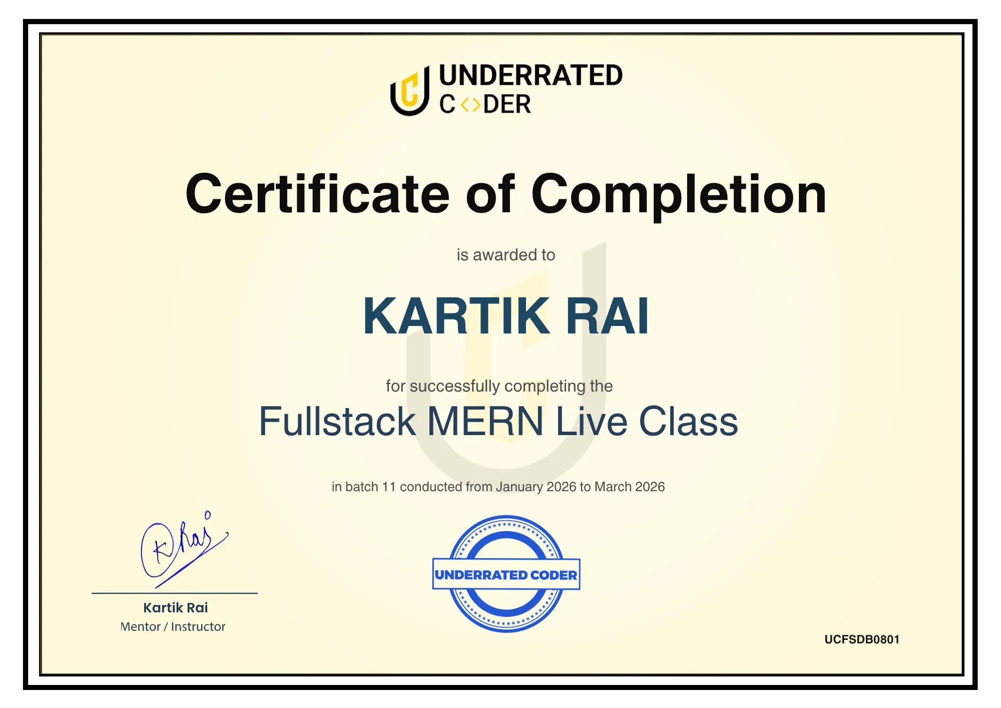 Certificate of Completion